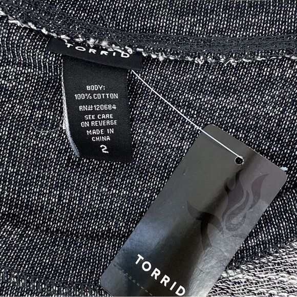 Torrid Textured Loop Colorblock Sweatshirt Gray White 2X - Picture 9 of 11